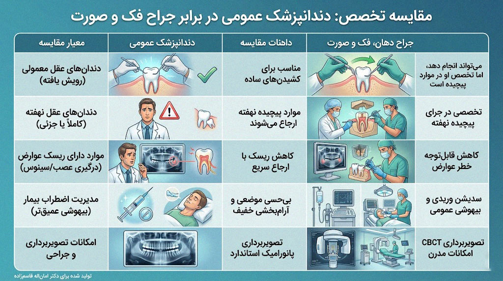 مقایسه تخصص دندان پزشک عمومی و جراح فک و صورت