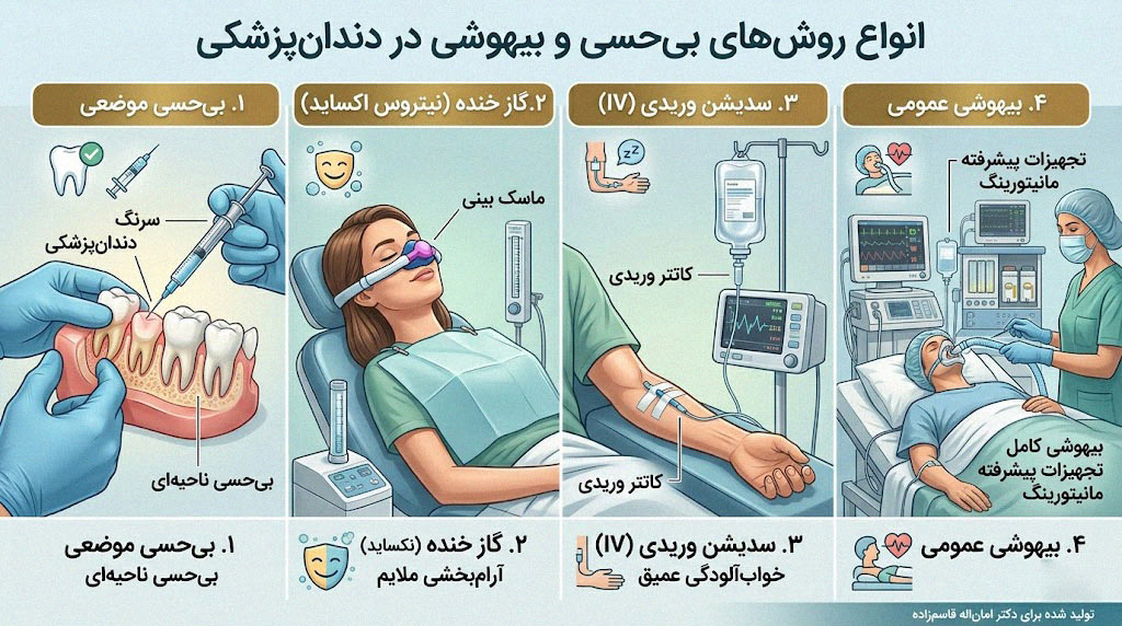 انواع روش های بی حسی و بیهوشی در دندان پزشکی